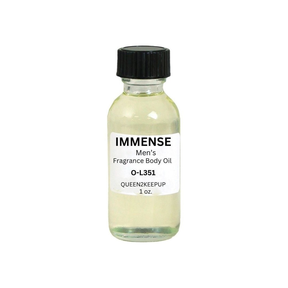 Immense Men's Body Oil Fresh Citrus, Ginger, Aquatic Herbal and Amber Scent 1 oz